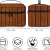 Brown Wood Pattern Makeup Bag, Cosmetic Organizer Case Large Portable Capacity Make Up Bags Women Travel Toiletry Bags with Handle And Divider