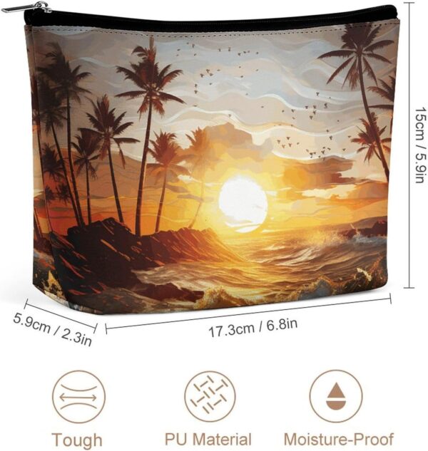 Makeup Bag for Women Cosmetic Bags Palm Trees Ocean Waves Sunset Travel Toiletry Bag Cute Zipper Make Up Bags Large Capacity Make Up Case Organizer Portable Makeup Pouch for Travelling Gift