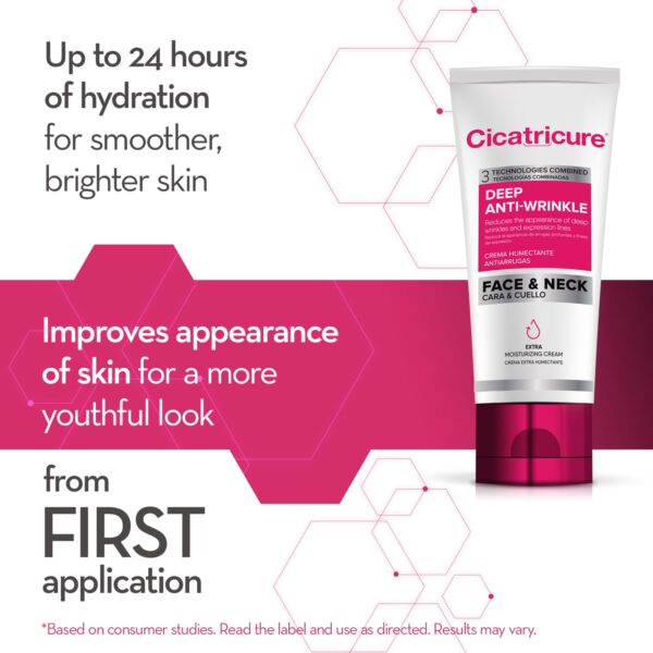 Cicatricure Deep Anti-Wrinkle Face & Neck Cream, Reduces the Appearance of Wrinkles from 1st Use, Face Moisturizer, Anti-Aging Cream, Non-Greasy Wrinkle Cream for Women, Neck Cream, 2.1 Ounces
