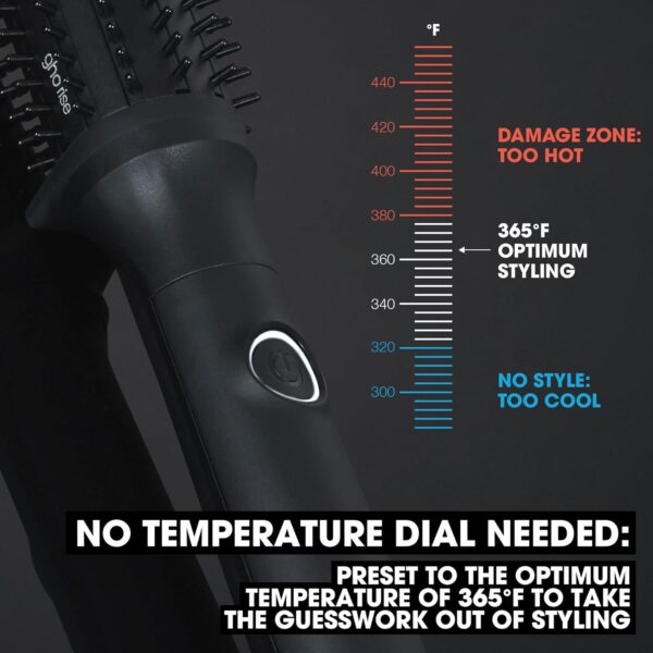 ghd Rise Volumizing Hot Hair Brush - Professional 1.25” Hot Brush for Dry Hair with Maximum Root Lift, 2x Volume, 365ºF Safe Styling Temperature Technology and Auto Sleep Mode - Black