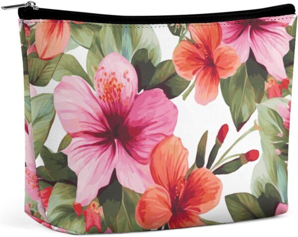 Toiletry Bag for Women Hawaiian Flower Print Cosmetic Bag Portable Capacity Travel Makeup Bags with Zipper Lightweight Cute Beauty Makeup Organizer for Traveling, Accessories, Essentials