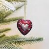 Christmas Ceramic Heart Pendant Decoration for Tree Hanging in Festive Season Valentine's Day Love Heart Prints