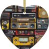 Christmas Ceramic Heart Pendant Decoration for Tree Hanging in Festive Season Vintage Wall of Radio Boombox Prints