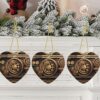 Christmas Ceramic Heart Pendant Decoration for Tree Hanging in Festive Season Gold Mechanical Gear Prints
