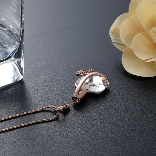 Customized Urn Necklace Heart Pendant Stainless Steel for Pet Dog Ashes with Love Diamond Gift to Women Memorial Keepsake-C