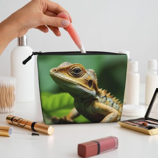 Linen Makeup Bag For Women, Waterproof Travel Cosmetic Organizer Lightweight Zipper Travel Toiletry Bag Organizer Animal Lizard Makeup Brushes Storage Bag