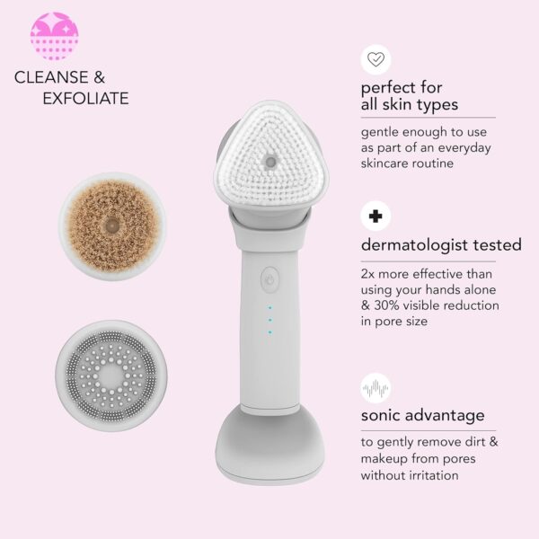 71KF9HjnwL._SL1500_.jpg skn by conair Daily Glow Facial Cleansing Brush, All-in-One Facial Brush Includes 3 Interchangeable Attachments for Complete Cleansing, Exfoliation, and Rejuvenation