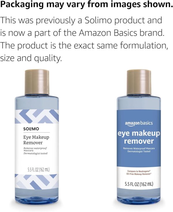 Amazon Basics Eye Makeup Remover, Removes Waterproof Mascara, Dermatologist Tested, Fragrance Free, 5.5 Fl Oz (Pack of 2)