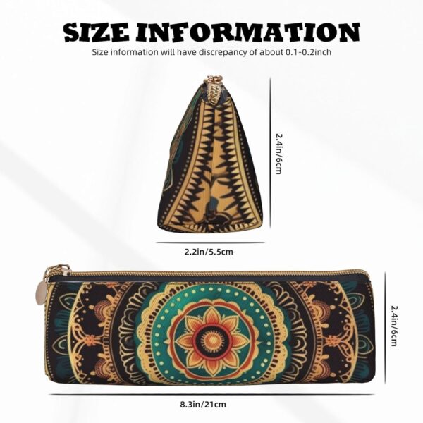 Mandala Makeup Bag Leather Pencil Case for Work Office Zippered Pen Pouch Aesthetic Pencil Storage Bag Portable Coin Pouch Purse for Travel