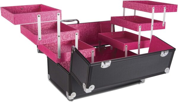 Caboodles Primped & Polished 6 Tray Train Case, Dark Gray, 5.6 Pound