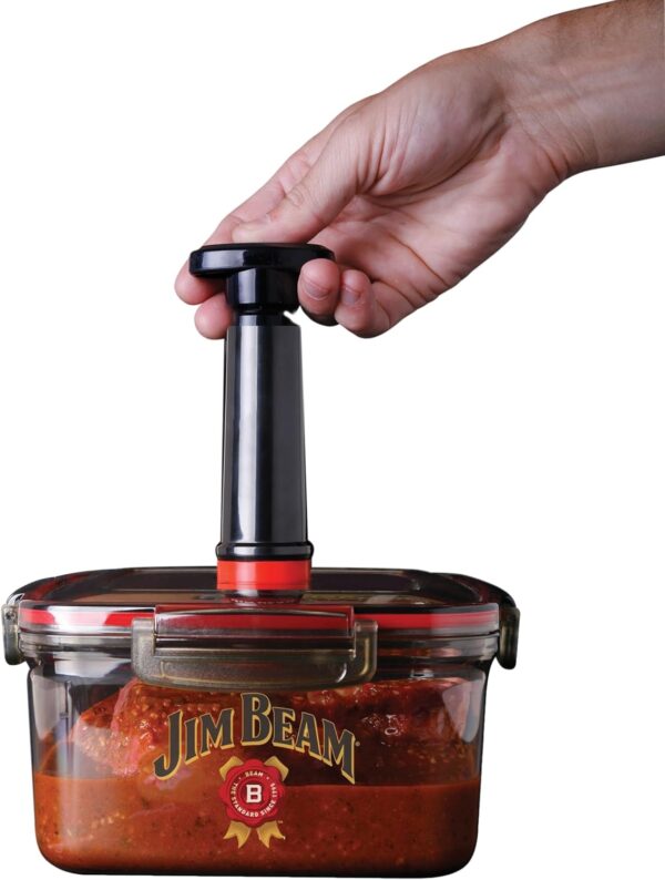 Jim Beam Vacuum Seal Marinade Box, Air Sealed Pump, Removes air from the Marinade Box, Speedy Marination Process, Barbecue and Grilling Marinator, Perfect Marination of Beef, Chicken and Fish