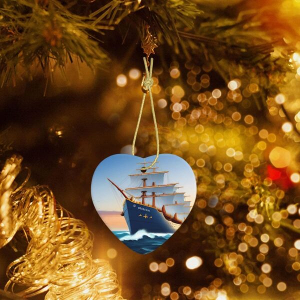 Christmas Ceramic Heart Pendant Decoration for Tree Hanging in Festive Season Ship Ocean Prints