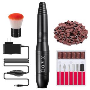 Nail Drill Kit Electric Nail File Portable Nail Drill Machine Professional Manicure Pedicure Set Polishing Shape Tools for Acrylic Gel Nails with Nail Drill Bits,Sanding Bands and Brush(Black)