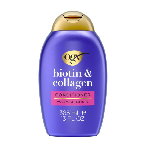 OGX Thick & Full + Biotin & Collagen Volumizing Conditioner, Nutrient-Infused Conditioner with Vitamin B7 Biotin Gives Hair Volume & Body for 72+ Hours, Sulfate-Free Surfactants, 13 fl. Oz