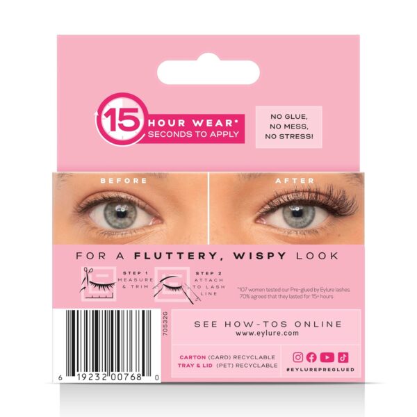 Eylure Pre-Glued Wispy Light Texture Eyelashes, No.117, Twin Pack