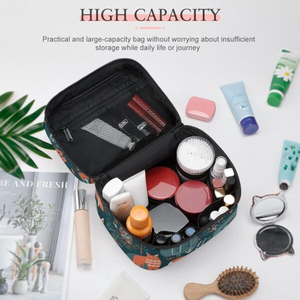 Scandinavian Animals Makeup Bag, Cosmetic Organizer Case Large Portable Capacity Make Up Bags Women Travel Toiletry Bags with Handle And Divider