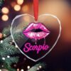 Scorpio Zodiac Birthday Pink Lips Christmas Ornament Glass Hanging Pendant Heart Crystal Christmas Trees Decoration