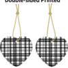 Christmas Ceramic Heart Pendant Decoration for Tree Hanging in Festive Season Black and White Plaid Prints