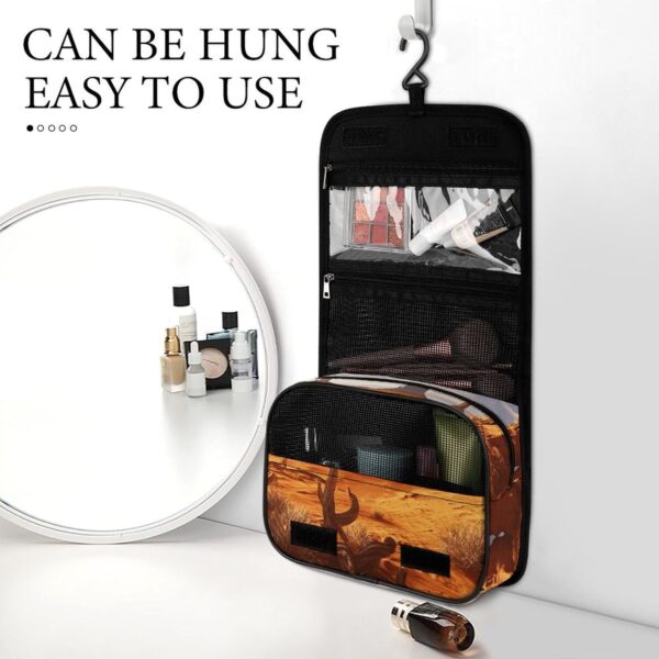Hanging Toiletry Bag for Women Men Portable Waterproof Makeup Bag Organizer Western Desert Travel Toiletry Bag