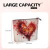 Linen Makeup Bag For Women, Waterproof Travel Cosmetic Organizer Lightweight Zipper Travel Toiletry Bag Organizer Abstract Heart Makeup Brushes Storage Bag