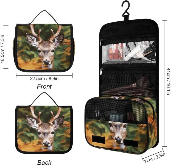 Hanging Toiletry Bag for Women Men Portable Waterproof Makeup Bag Organizer Deer Among Thick Leaves Travel Toiletry Bag