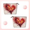 Linen Makeup Bag For Women, Waterproof Travel Cosmetic Organizer Lightweight Zipper Travel Toiletry Bag Organizer Abstract Heart Makeup Brushes Storage Bag