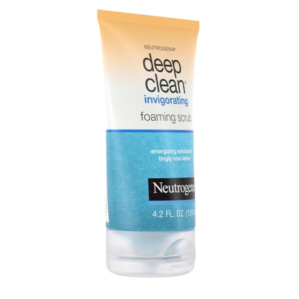 Neutrogena Deep Clean Invigorating Foaming Daily Exfoliating Facial Scrub with Glycerin, Gentle, Cooling & Exfoliating Gel Face Wash to Remove Impurities, Dirt, Oil & Makeup, 4.2 fl. oz