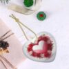 Christmas Ceramic Heart Pendant Decoration for Tree Hanging in Festive Season Romantic Heart Prints
