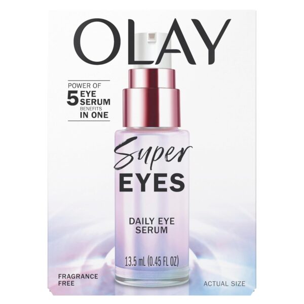 Olay Super Eye Serum - Vitamin C, Caffeine, Niacinamide, Amino Peptide, Aloe Vera - Brightens Dark Circles, Anti-Wrinkle, Anti-Aging, Brightening, Smooths Fine Lines, Firming, Hydrating, 0.45 Oz