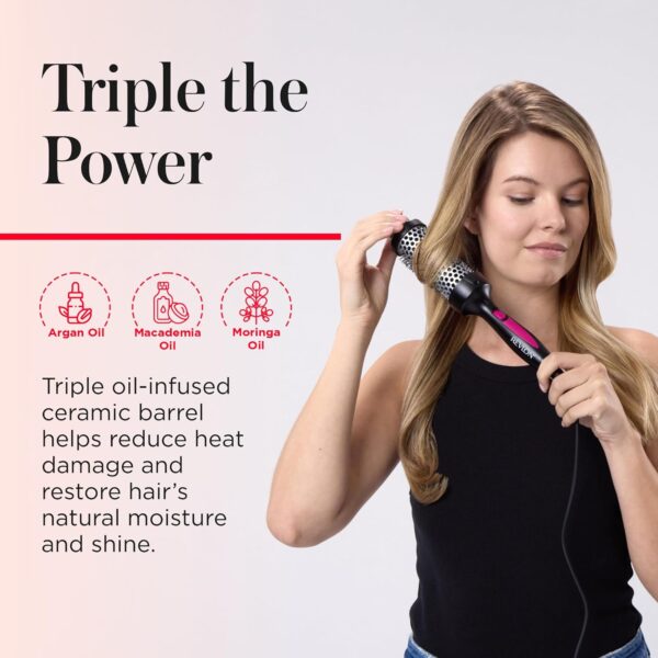REVLON Perfect Match Hot Styler - Heated Blowout Brush to Style and Extend Blowouts, Hot Brush for Curls, Body, and Volume, Reduces Frizz and Boosts Shine