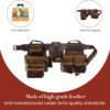 Style n Craft 4-Piece and 22-Pocket Pro Framer’s Combo, Tool Belt with 2 Tool Pouches, a 4-Pocket Multi-Tool Holder, and 1 Leather Hammer Loop, Full-Grain Leather Carpenter Tool Belt, Dark Tan (98454)