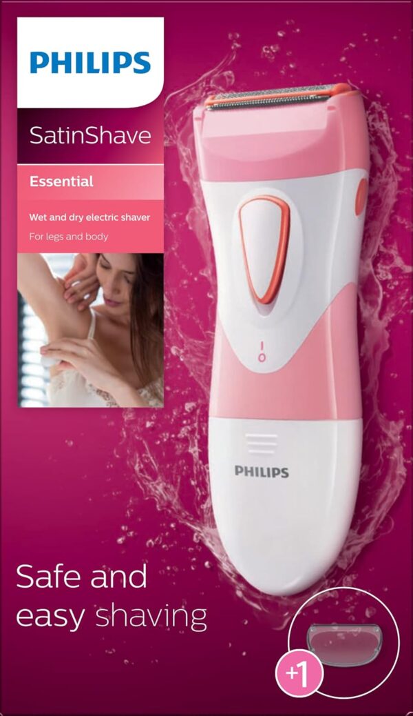 Philips SatinShave Essential Women’s Wet & Dry Electric Shaver for Legs & Body, Cordless, with Hypoallergenic Foil, HP6306/50