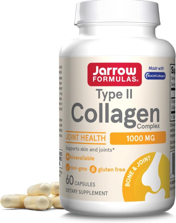 Jarrow Formulas Type II Collagen Complex 1000 mg Supplements, Supports Skin and Joint Health, 60 Capsules, 30 Day Supply