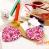 Christmas Ceramic Heart Pendant Decoration for Tree Hanging in Festive Season Pink Hearts Prints