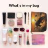 Linen Makeup Bag For Women, Waterproof Travel Cosmetic Organizer Lightweight Zipper Travel Toiletry Bag Organizer Dolphin And Sunset Makeup Brushes Storage Bag