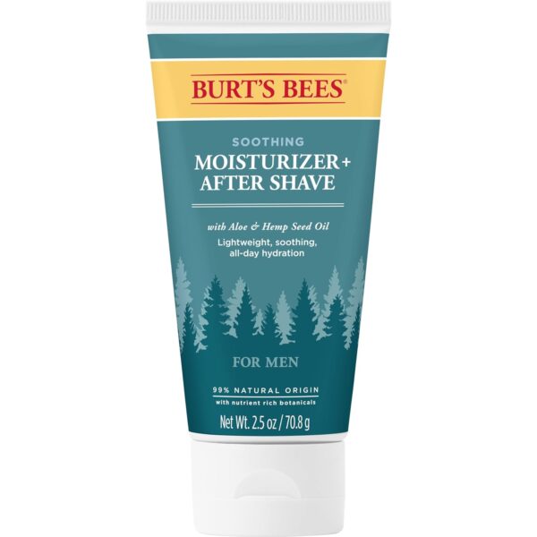 Burt’s Bees Soothing Moisturizer + After Shave with Aloe & Hemp, For Men, 2.5 Ounces