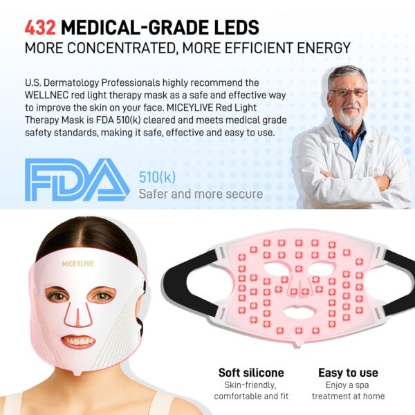 71MgnBIzSEL._SL1500_.jpg Red Light Therapy Mask for Face - 3 Modes Led Face Mask Light Therapy with Storage Bag, 850NM Infrared & Red Light Mask for Anti-Ageing & Facial Skincare, 2000mAh Long Life Rechargeable Remote