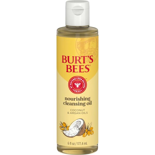 Burt's Bees Nourishing Cleansing Oil With Coconut and Argan Oils, Cleansing Face Oil for Normal to Dry Skin, College Back to School Dorm Essentials, Natural Origin Skin Care, 6 fl. oz. Bottle