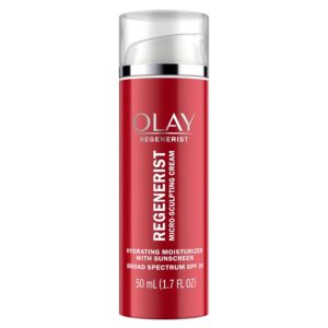 Face Moisturizer by Olay Regenerist Microsculpting Cream With SPF 30 Sunscreen and Vitamin E for Advanced Anti-Aging, 50ml