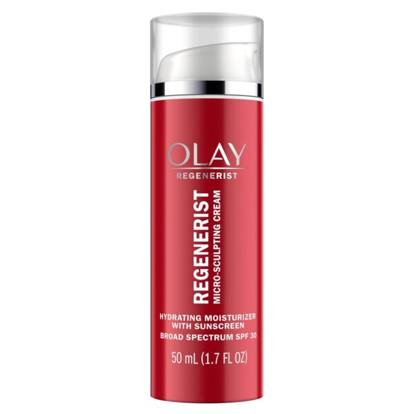 Face Moisturizer by Olay Regenerist Microsculpting Cream With SPF 30 Sunscreen and Vitamin E for Advanced Anti-Aging, 50ml