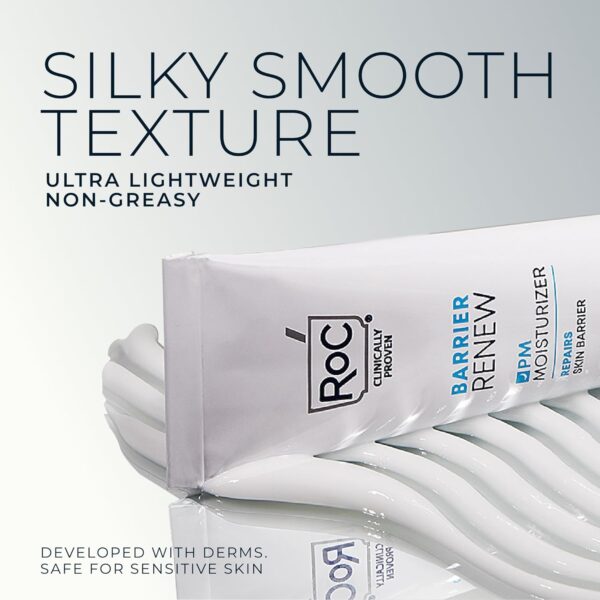 RoC Barrier Renew Night Moisturizer with Ceramides & Antioxidant Green Tea and Lipo Peptides to Renew Skin Barrier, (2.5 oz) with Retinol Eye Cream Packette