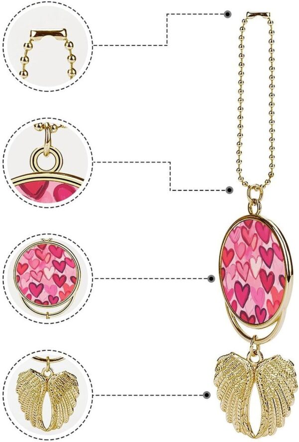 Valentine's Day Hearts Graffiti Car Hanging Ornament Pendant Rear View Mirror Accessories Interior Decor Golden-Style