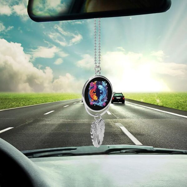 Pisces Zodiac Constellation Car Hanging Ornaments Cute Rearview Mirror Swing Pendant Decorations Silver-Style