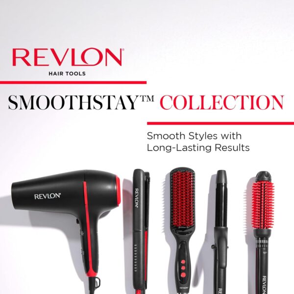 REVLON SmoothStay XL Straightening Brush - Hair Straightener Heated Hair Brush for Sleek, Long-Lasting Straight Hairstyles, Enhanced Shine and Moisture
