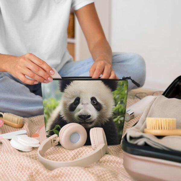 Linen Makeup Bag For Women, Waterproof Travel Cosmetic Organizer Lightweight Zipper Travel Toiletry Bag Organizer Cute Animal Bear Makeup Brushes Storage Bag