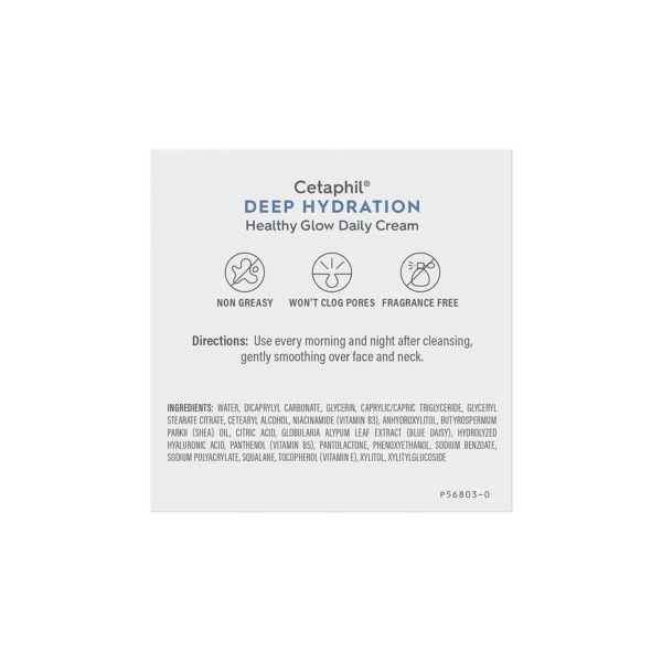 Cetaphil Deep Hydration Healthy Glow Daily Face Cream, 1.7 oz, 48 Hour Dry Skin Face Moisturizer for Sensitive Skin, With Hyaluronic Acid, Vitamin E & Vitamin B5