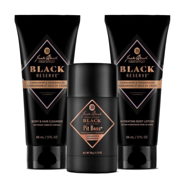 Jack Black Body Collection Set for Men - Mens Body Wash, Pit Boss Men's Deodorant, Body Lotion, Grooming Kit