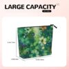Linen Makeup Bag For Women, Waterproof Travel Cosmetic Organizer Lightweight Zipper Travel Toiletry Bag Organizer Abstract Seasonal Green Floral Makeup Brushes Storage Bag