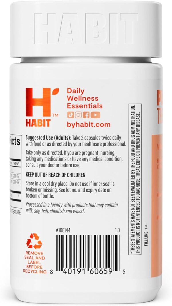 Habit Collagen Supplement (60 Capsules) - New Look, 2000mg Collagen Peptides, Vitamin C & Vitamin E, Skin Health, Antioxidants, Non-GMO, Gluten Free (1 Pack)