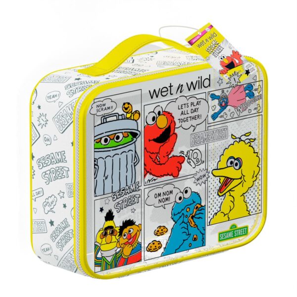 wet n wild Sesame Street Makeup Bag - Portable Cosmetics Case, Flexible Cotton Material, Full-Zip Closure, Large Capacity, Perfect for Travel, Cruelty-Free